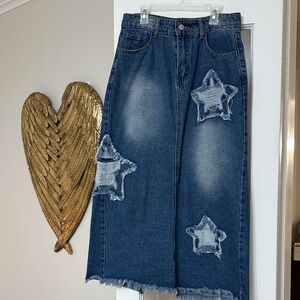 Denim Star Patch Skirt